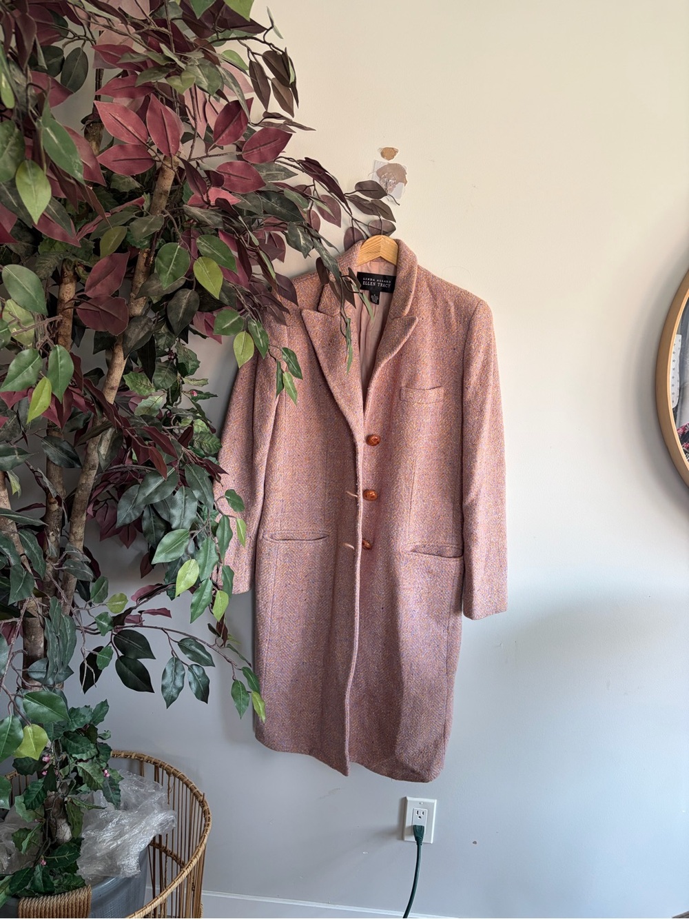 Ellen Tracy Lavender and Peach Tweed Jacket